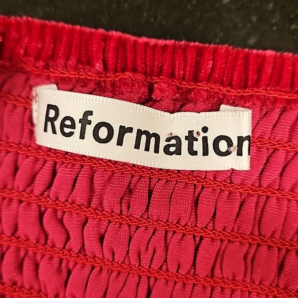 💕REFORMATION💕 Chestnut Velvet Babydoll Dress ~ Rhubarb Red 4 NWOT - Picture 12 of 14